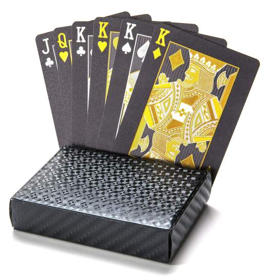 Black Poker Playing Cards with Gold Foil